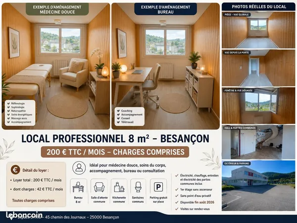 Cabinet bien-être / médecine douce 8 m² - Besançon - 200 charges comprises
