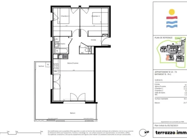 Appartement 3 pièces 62 m²
