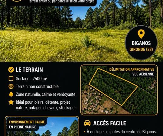 Grand terrain non constructible de 24 857 m² - Biganos (33380)