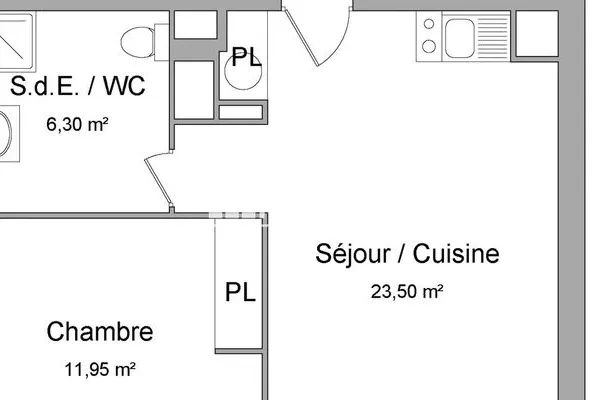 Appartement 2 pièces 42 m²