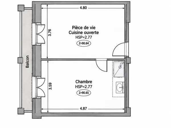 Appartement 2 pièces 36 m²