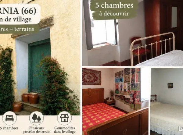 🏡 sournia - maison de village 5 chambres + parcelles de terrain