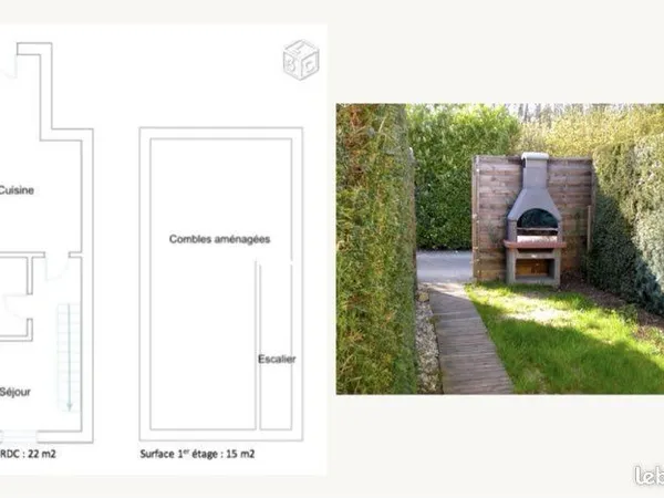 Studio duplex 37m² avec jardin, parking et cave — Non meublé