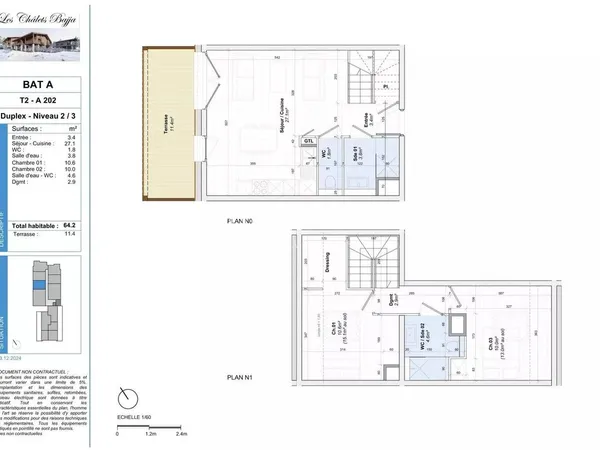 Appartement 3 pièces 64 m²