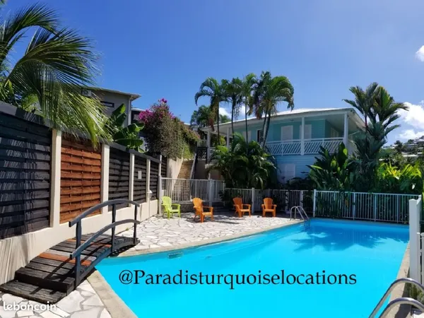 Studio meublé LES TROIS ILETS, internet, clim, piscine, 750/mois tout inclu