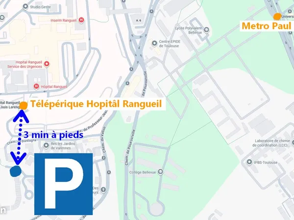 Location place de parking privée sécurisée - Proximité téléphérique téléo, hôpital Rangueil, chemine
