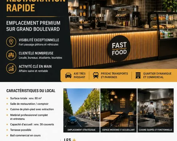 Fond de commerce sur un grand boulevard