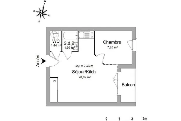 Appartement 2 pièces 31 m²