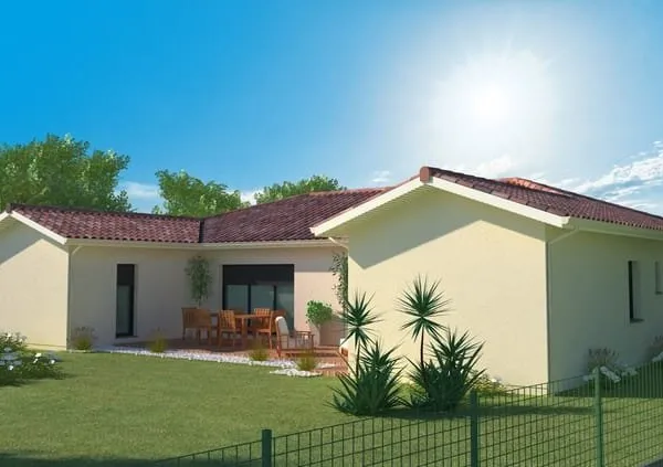 Grande maison en forme de U composée de 4 chambres sur 1300 m2 de terrain proche de Saint Sever.