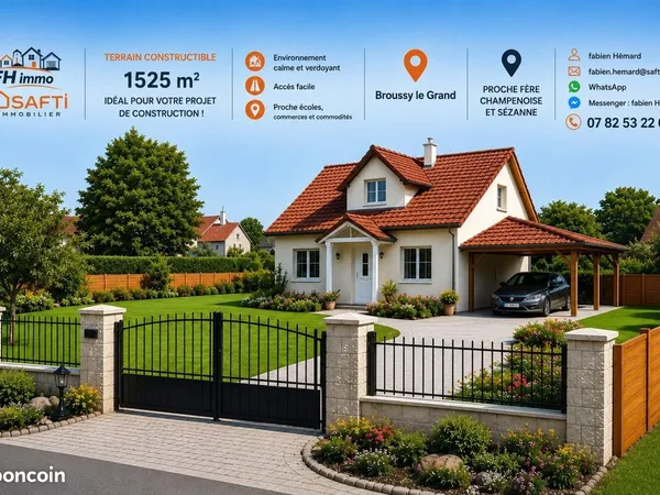 Terrain 1525 m² FERE-CHAMPENOISE