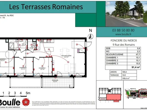 Truchtersheim - Appartement 4 pièces neuf de 91,4 m² avec terr
