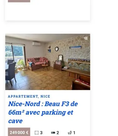 Appartement nice nord 3 pièces 67m2