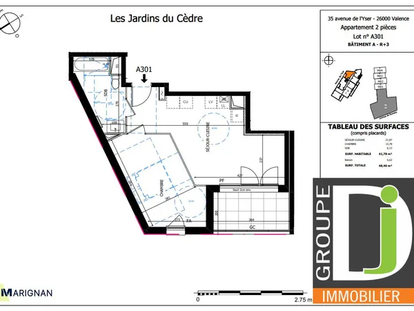 Appartement 2 pièces 42 m²