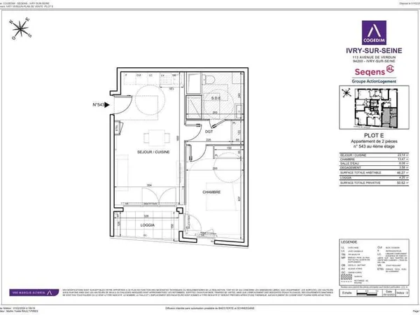 Appartement 2 pièces 46 m²