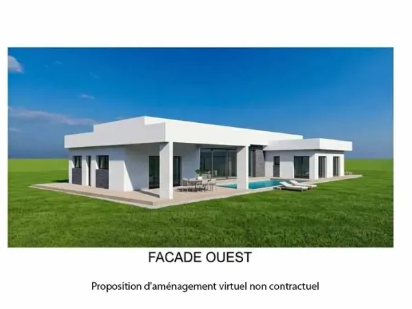 Projet de construction à finir pour villa californienne de plain-pied