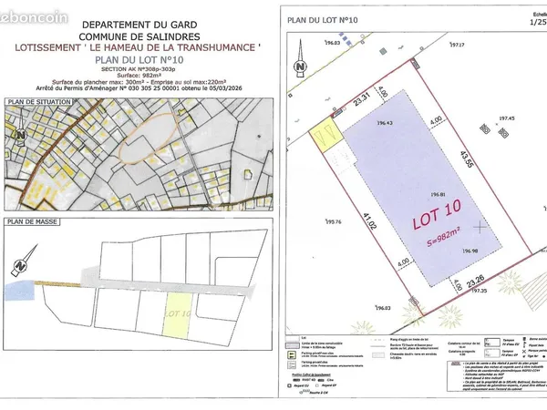 Terrain 982 m² Salindres