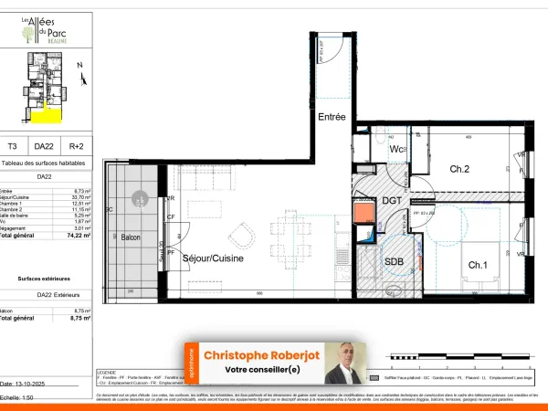 Nouveau programme ! Appartement 3 pièces de 74m2 avec balcon et parking privatif à côté du Parc St J