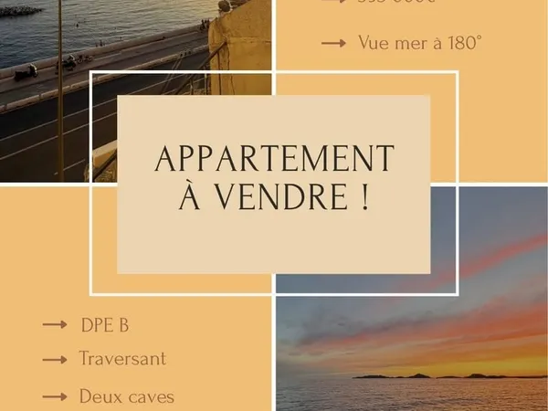 Marseille 8éme Roucas-Plage vue mer et verdure avec exterieu