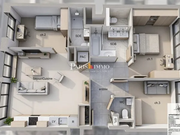 Paris 18ème - 4 Pièces 3chambres de 71m2