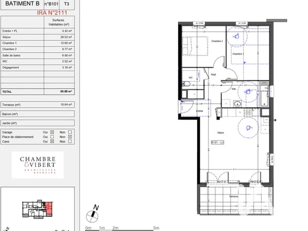 Appartement 3 pièces 65 m²
