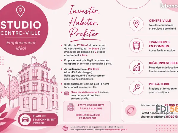 Studio 1 pièce 18 m²