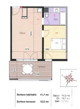 Appartement 2 pièces 42 m²