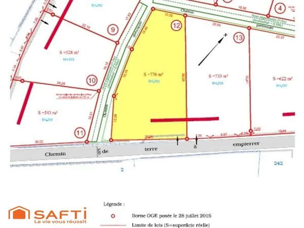 Terrain de 776 m² viabilisée (lot 12) - Le Puy