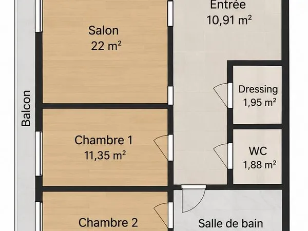 Appartement 3 pièces 68 m²