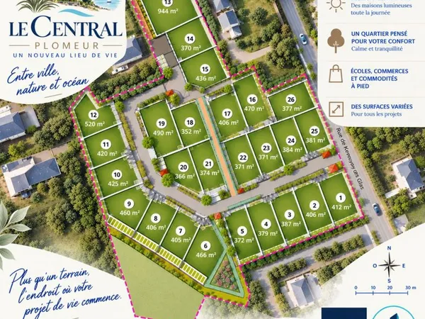 Terrain 412 m² PLOMEUR