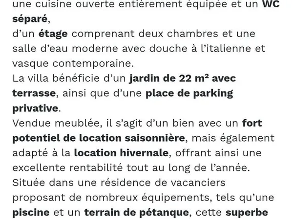 Vends appartement rez de jardin