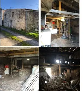 2 batiments, maison + granges à la campagne, calme, potentiel à rénover entièrement