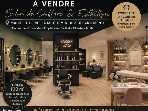 Salon de coiffure 100 m² Angers