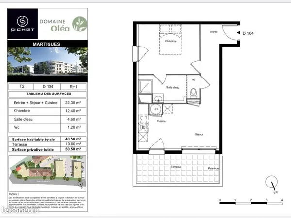 Appartement T2 avec balcon + 2 places parking sous-sol