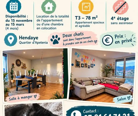 Location de mon appartement sur 4 mois