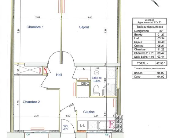 Part Loue F3 de 48m²