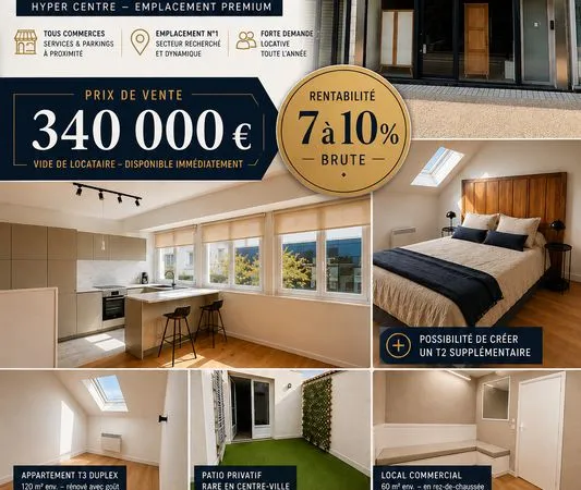 Appartement T3 + Local commercial + possibilité de créer un T2 supplémentaire