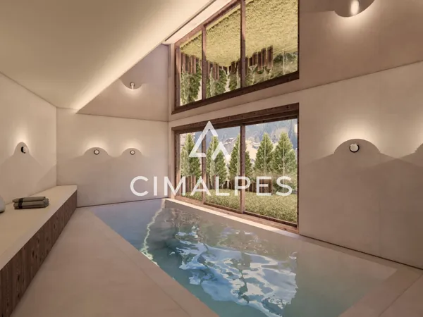 Chalet neuf, vue montagne avec finitions haut de gamme proche d