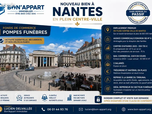 Fonds de commerce, pompes funèbres NANTES