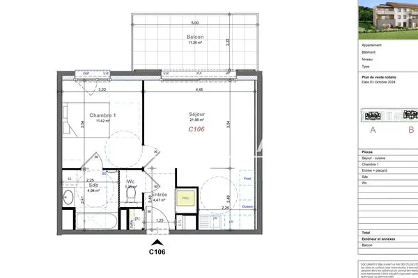 Appartement meublé 2 pièces 44 m²