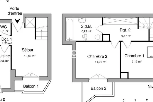Appartement 3 pièces 55 m²