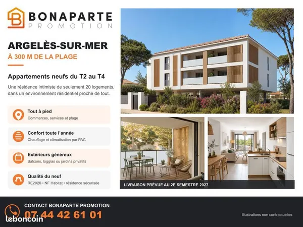 Appartement - 2 pièces - Argelès - Neuf à 300 m plage