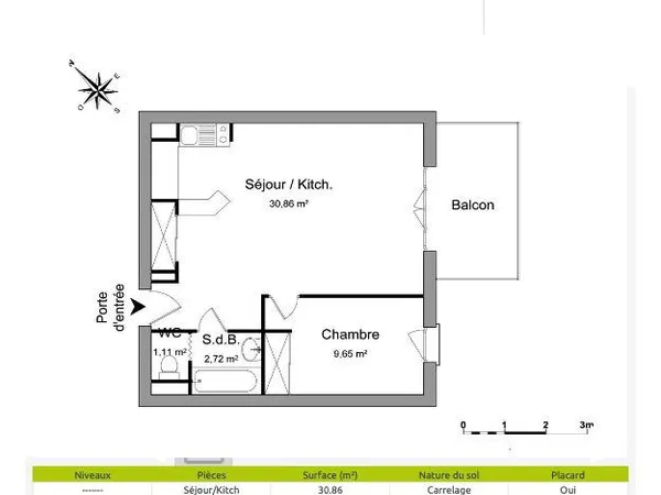Appartement 2 pièces 44 m²