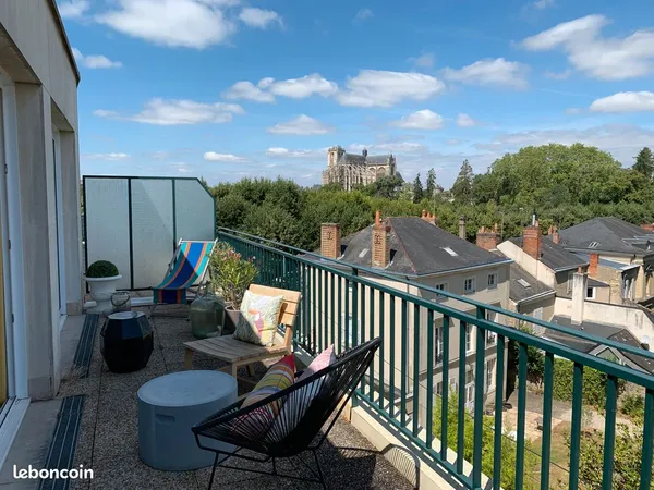 Loue Appartement 45m2 traversant hyper-centre le Mans (72), triangle d'or, avec terrasse et balcon, 