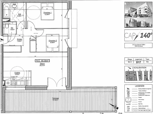 Appartement 3 pièces 60 m²