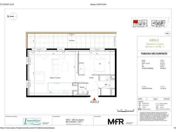 Appartement 2 pièces 54 m²