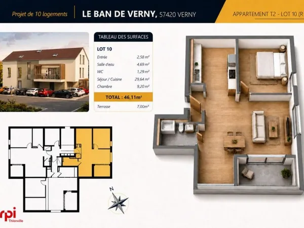 Appartement 2 pièces 46 m²