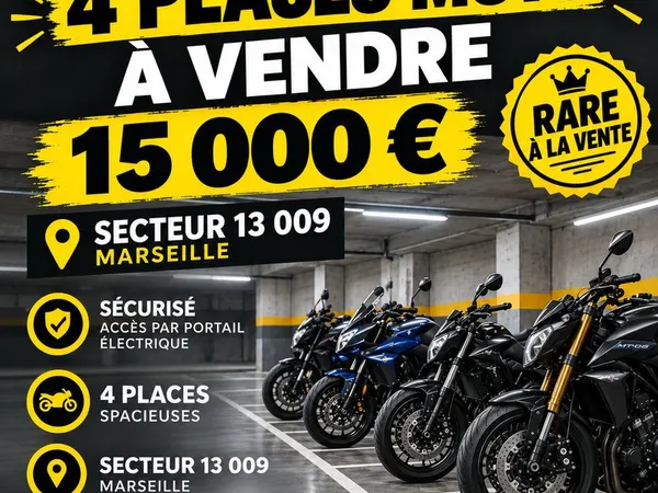 Lot de 4 places parking moto proche dromel