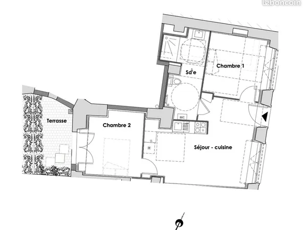 Appartement T3 avec terrasse et place de parking Nantes quartier Dobré