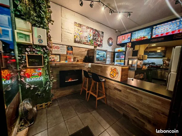 Fond de commerce tacos hamburger kebab fast food restaurant rapide