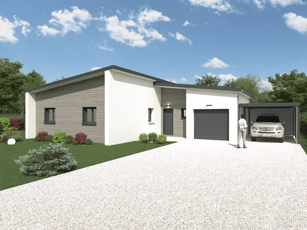Terrain + maison 93m² à Rieupeyroux (12240) avec un garage de 19m²